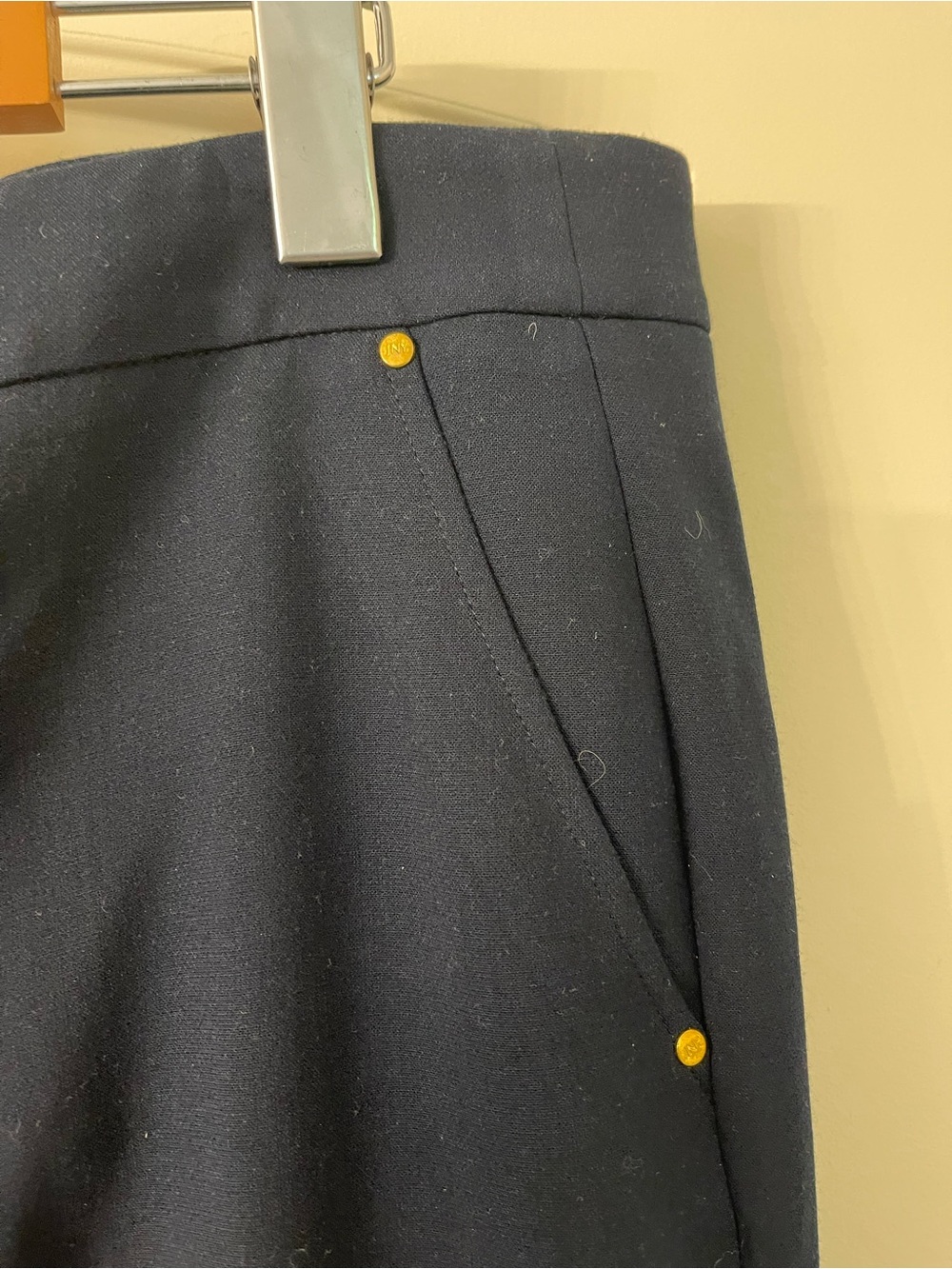 Jones New York Navy Straight Leg Dress Pants with Gold Accent - Picture 2 of 4